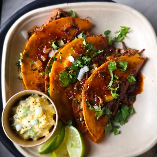 3 Birria Tacos with 1 Side (8 Oz).