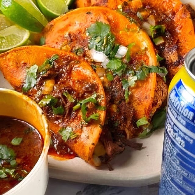 3 Birria Tacos, 1 Side (8 Oz) & Drink.