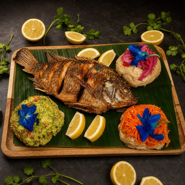 Port Santos - Whole Fried Fish with Mangú.